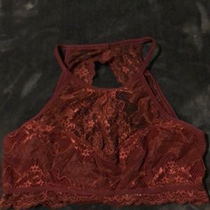 maroon halter bra
